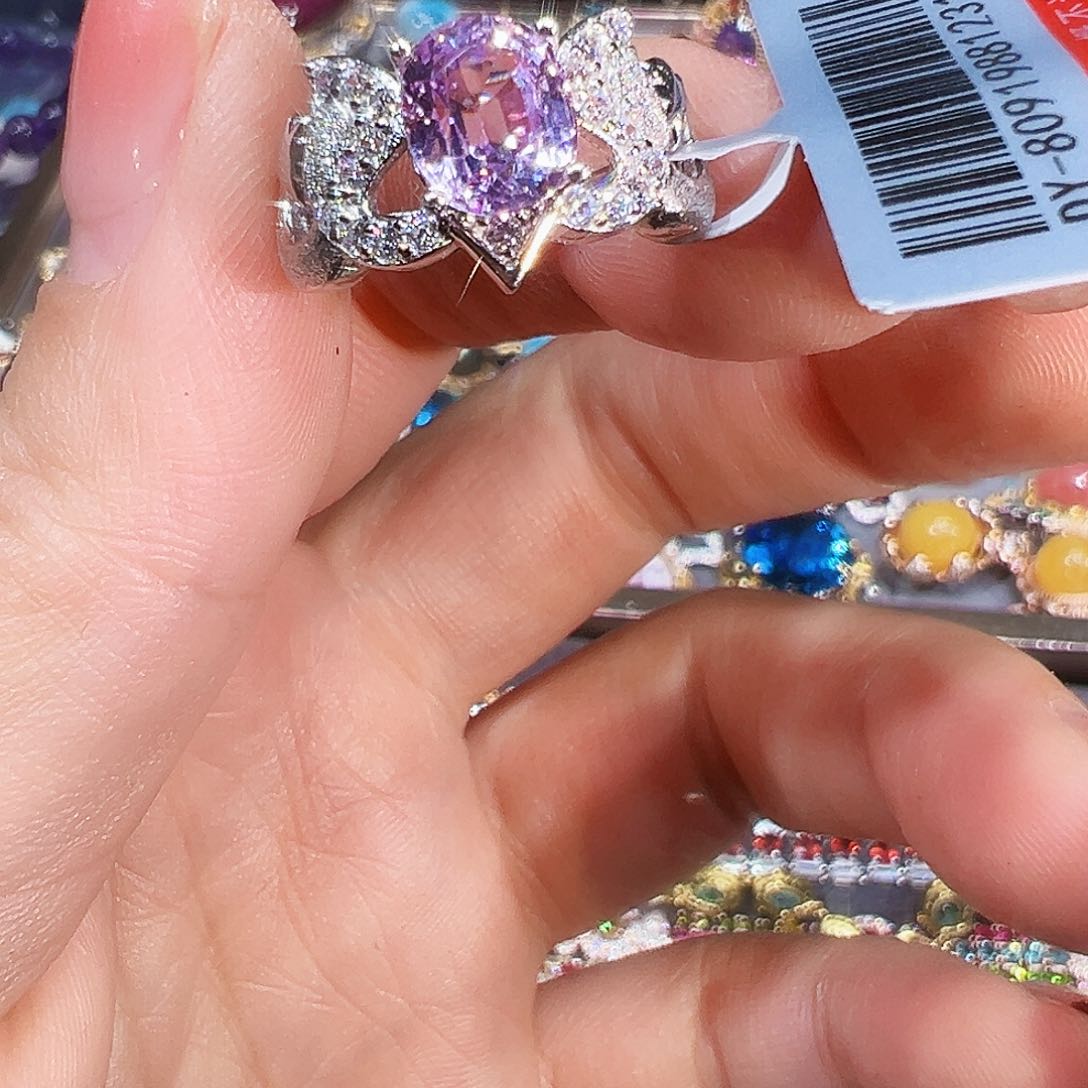 银S925镶嵌锂辉石戒指