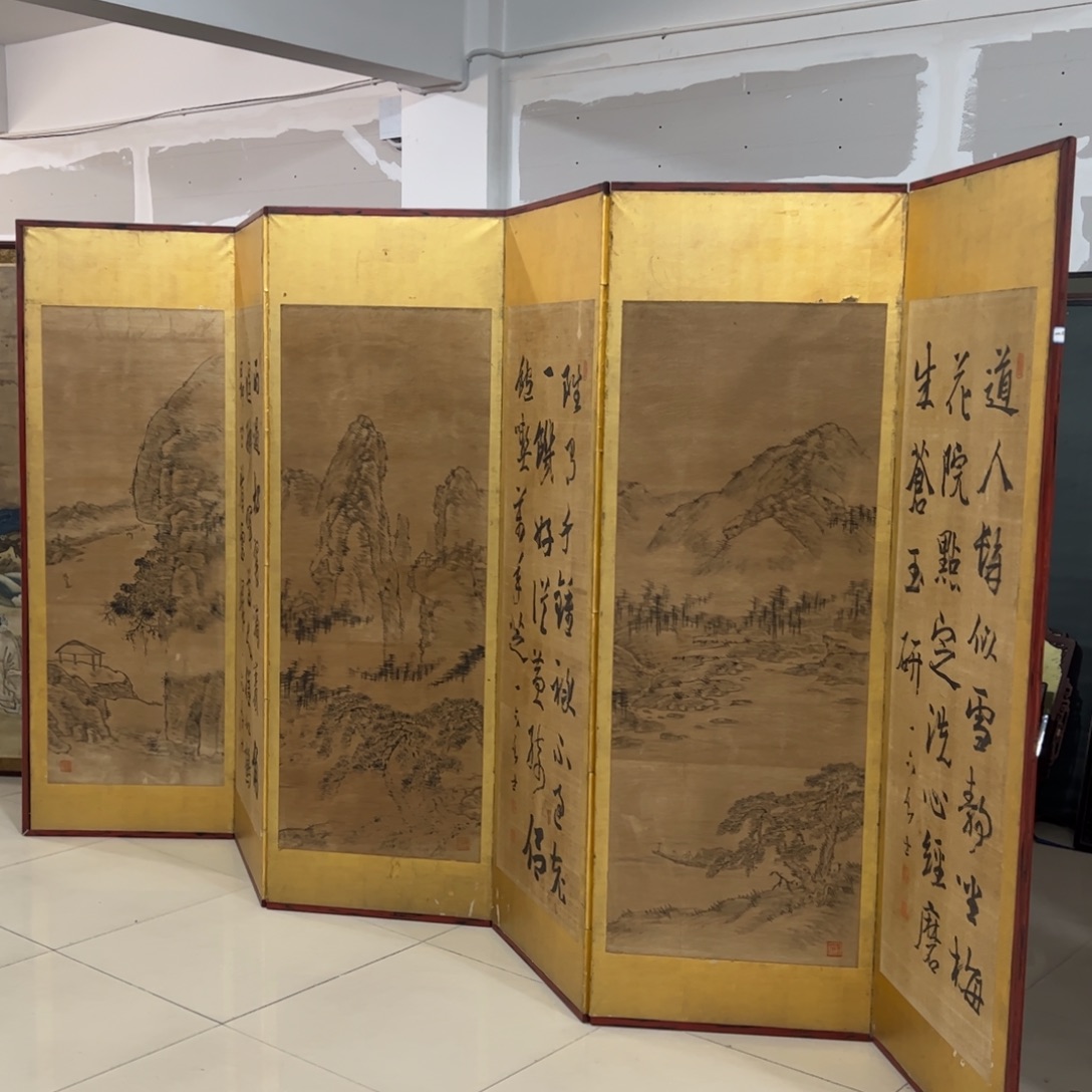 绘画屏风框画茶空间设计