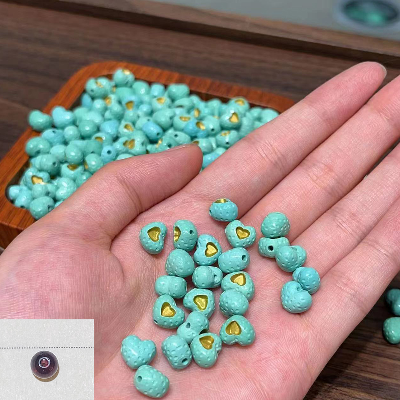 爱心隔珠diy配饰配一粒石榴石约9*8*6mm（多样性发其一）