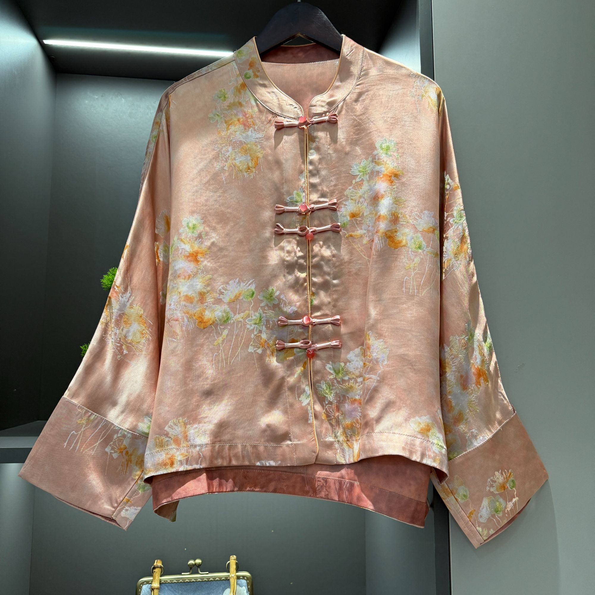 中式开衫复古盘扣传统改良荷花气质春季女装宽松上衣2557