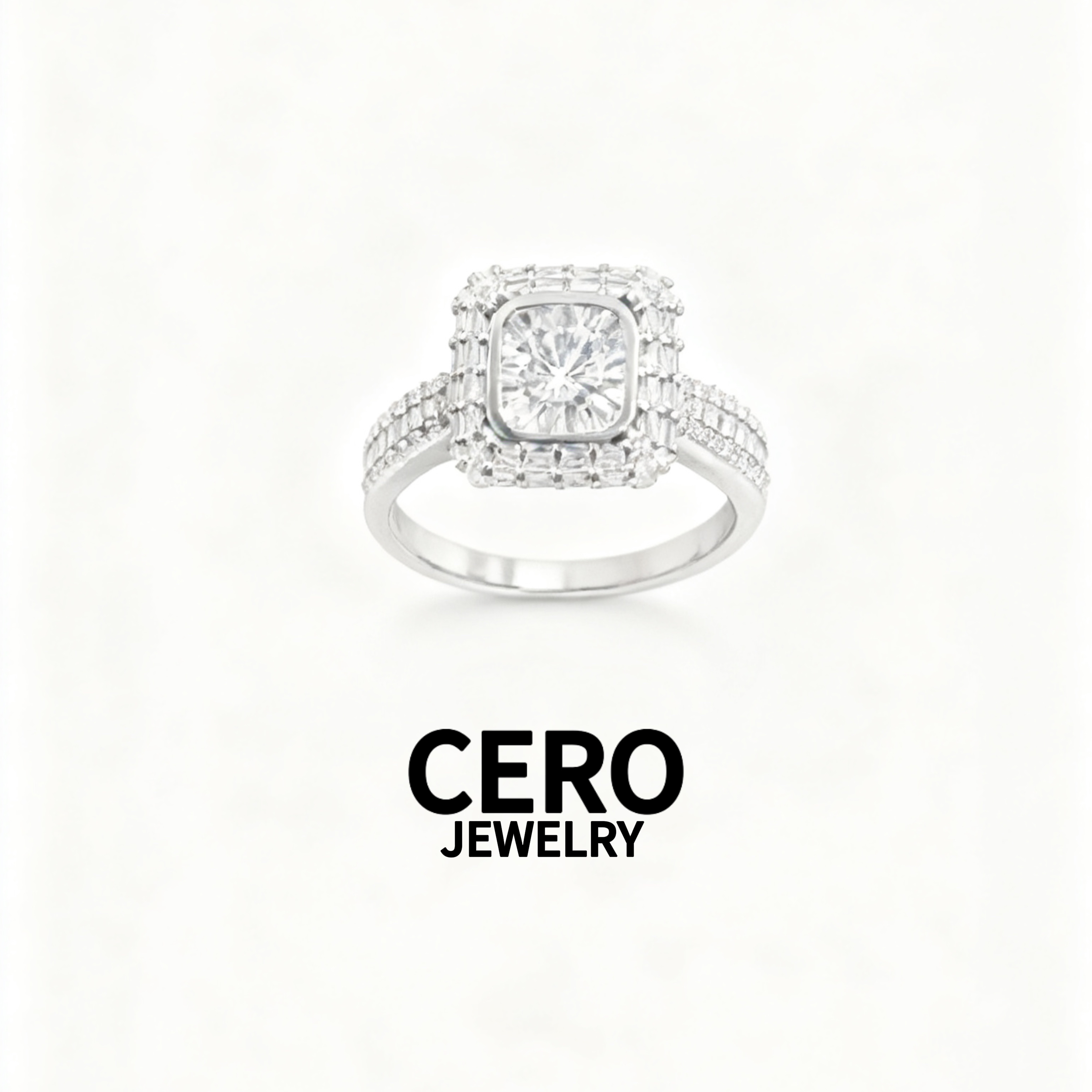 CERO【豪华满镶方包戒指】重金时尚百搭层次感钻石戒指KK00379