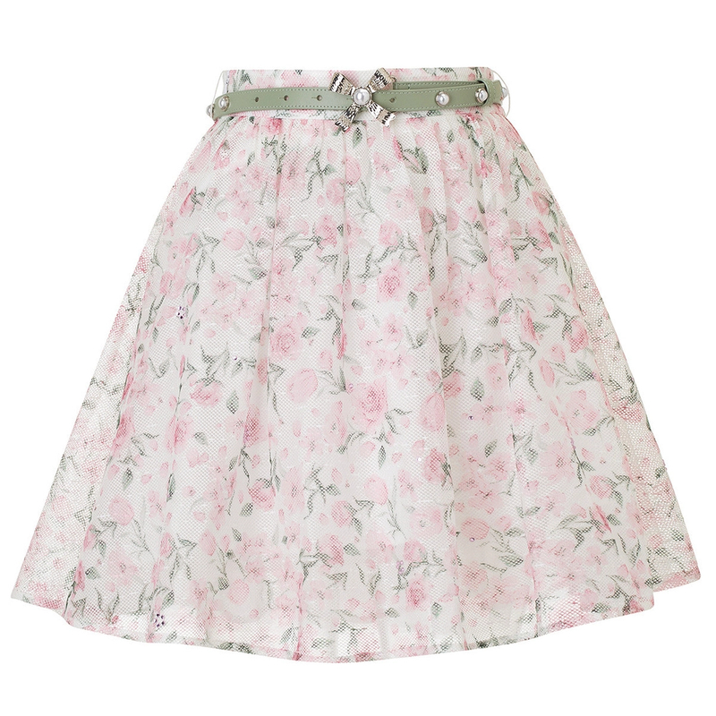 MAXRIENY甜美复古网纱绣花半裙夏款半裙