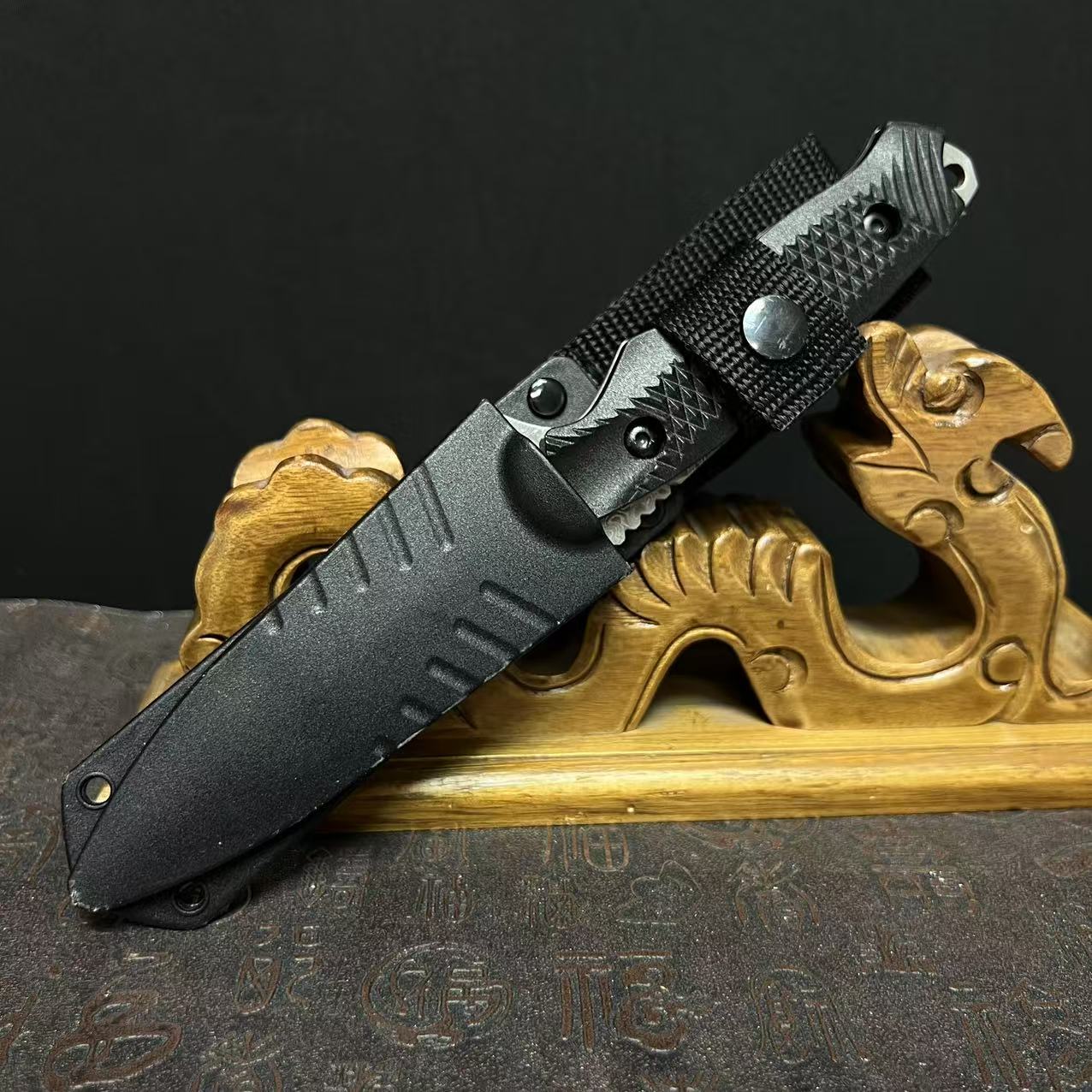 大马士革钢户外厨房折叠多功能刀具实木手柄（代用定制链接）小刀