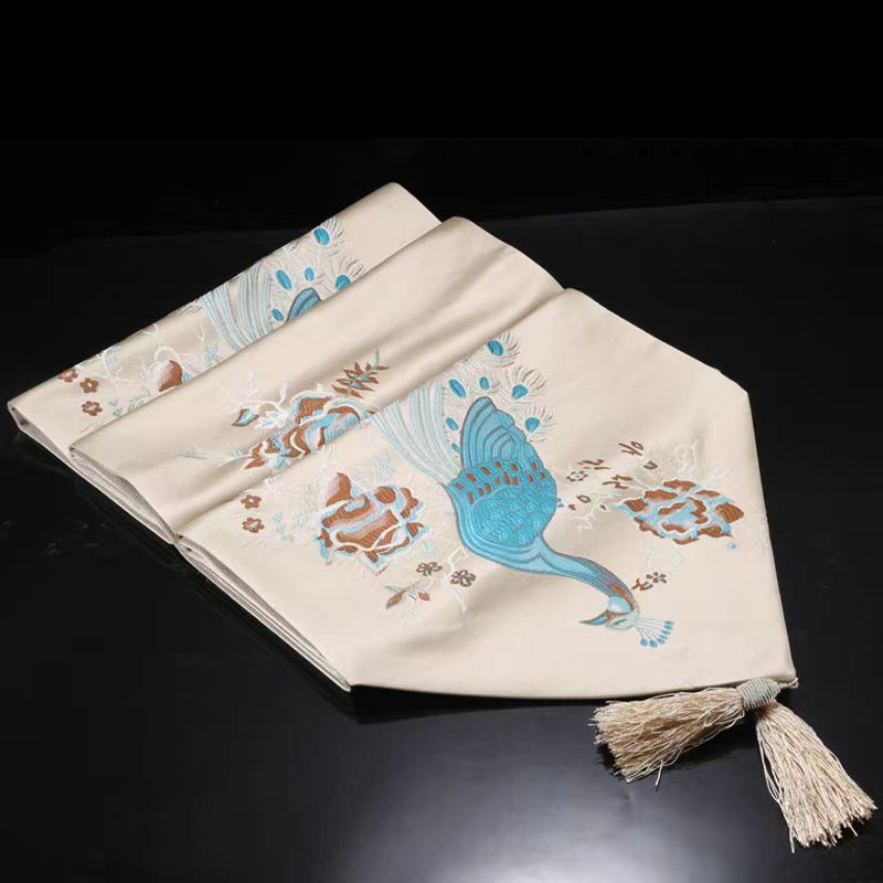 百瑞新中式餐桌桌旗高精密提花面料中国风餐桌桌旗-SJY82586