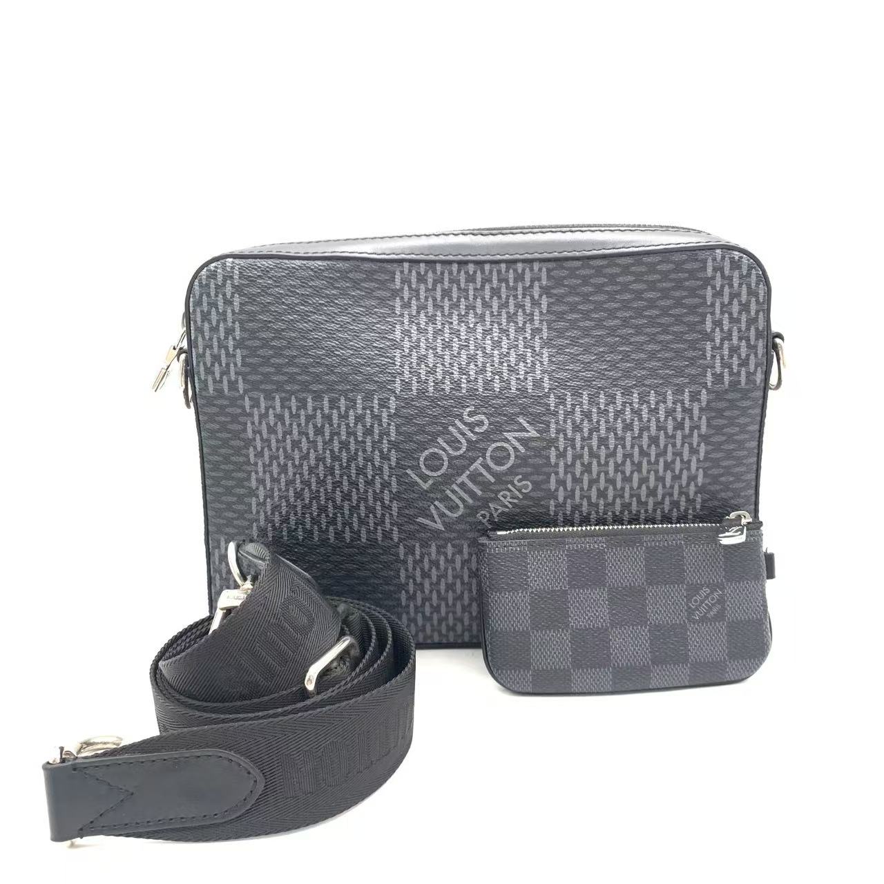 95新 LouisVuitton/路易威登 【安则专属】黑棋盘格trio相机包