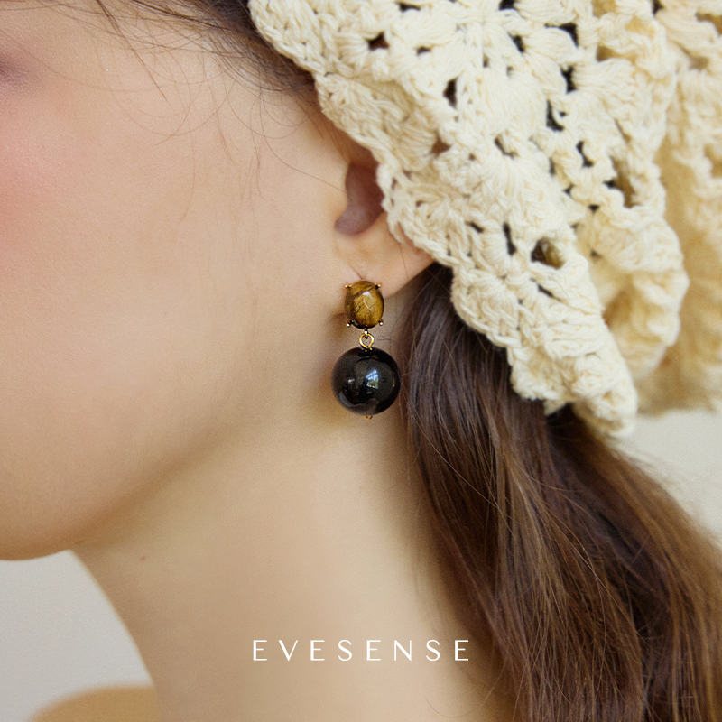 EVESENSE 铜合金耳饰 复古度假风耳饰气质高级感球形耳环