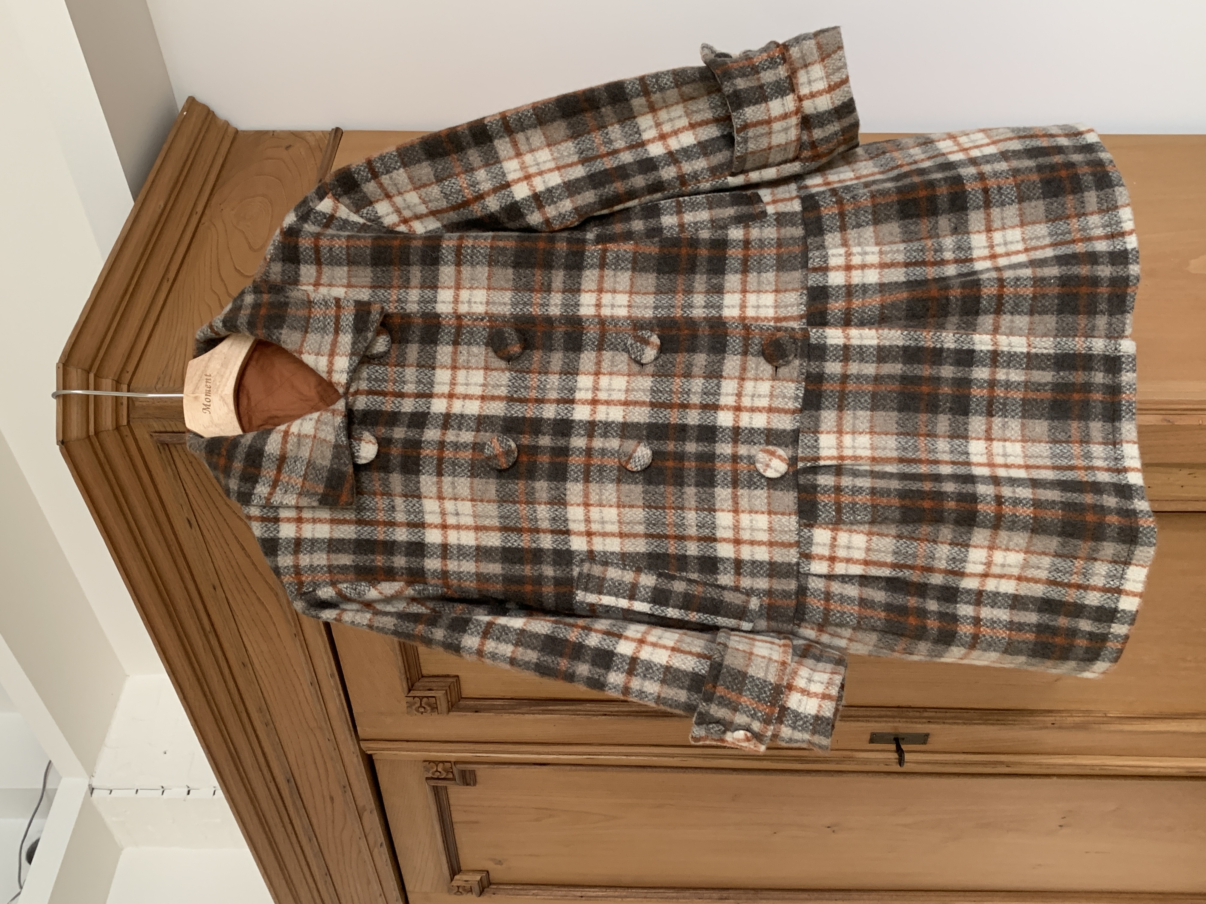 秋屿moment 自制 复古宽松百搭格子风衣外套