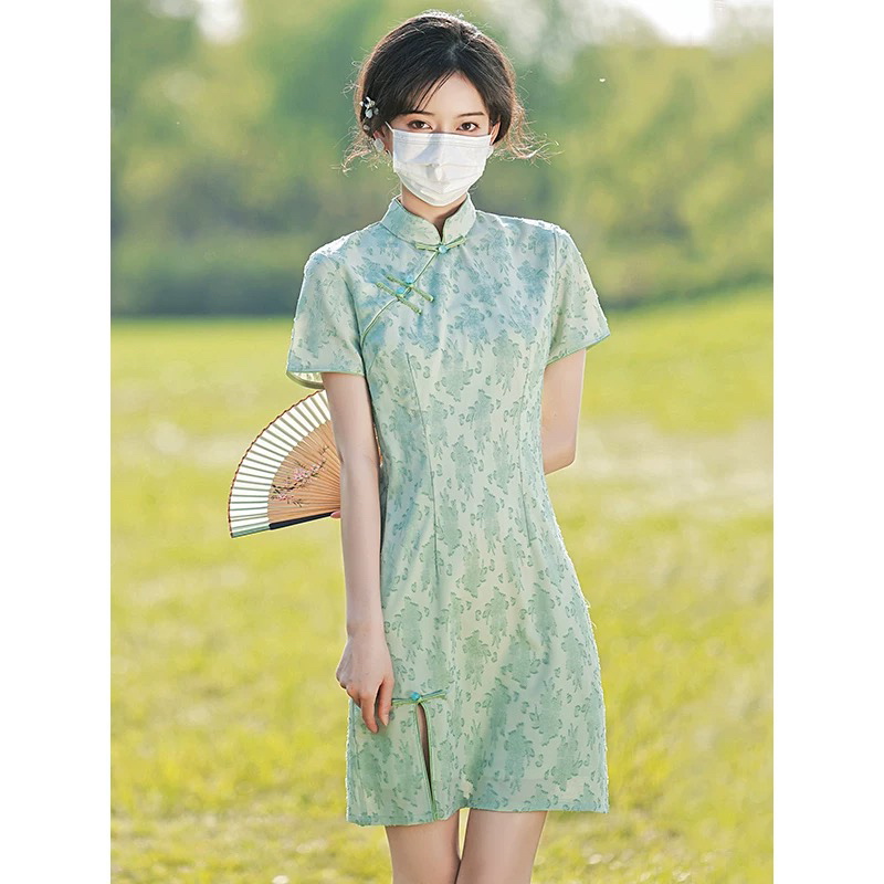 【2467 一枕清风 绿色】显瘦气质修身优雅复古中国风旗袍