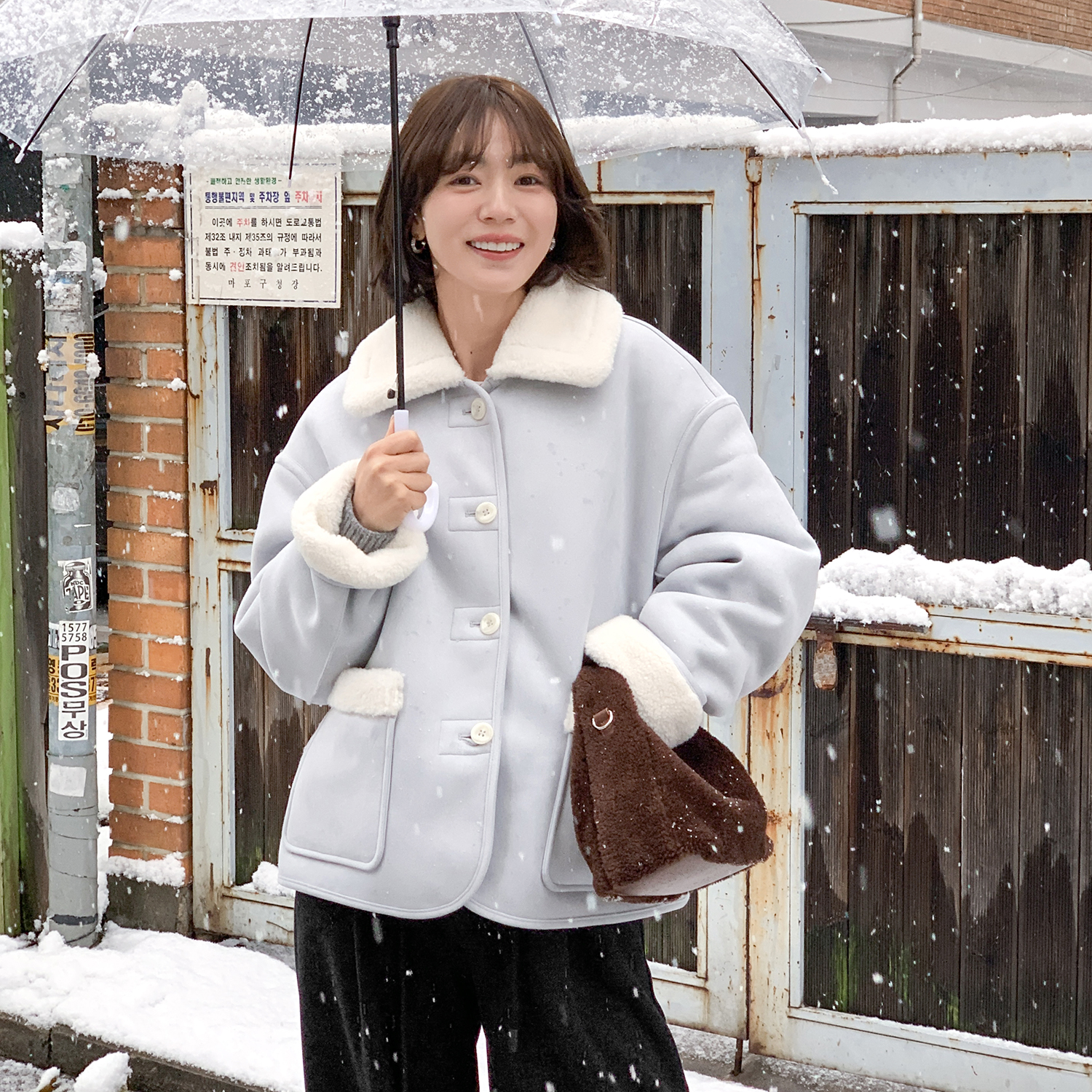 【韩国】【双面软妹】FS412W093正反两穿皮毛一体外套