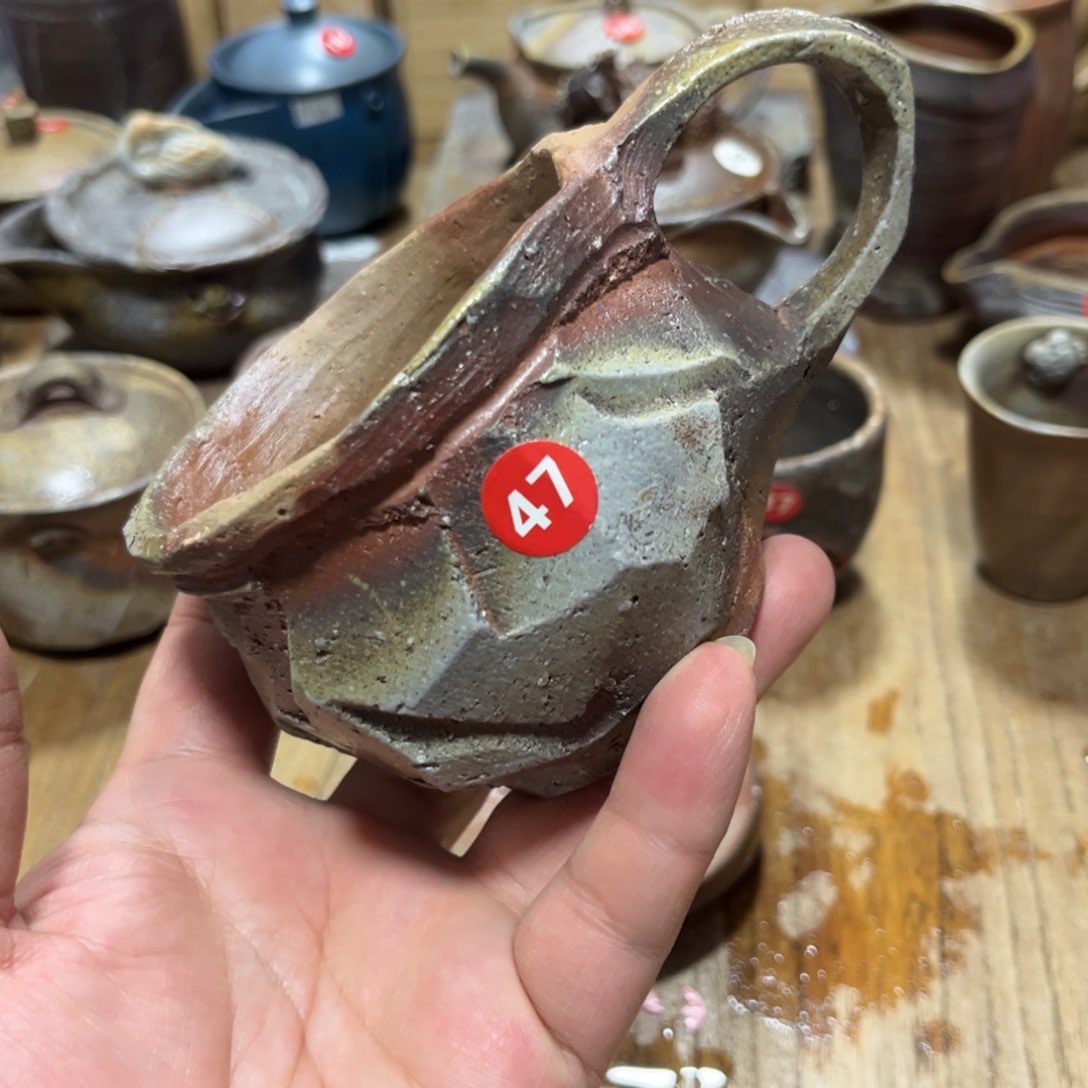 横山伸一备前茶杯茶勺茶盘