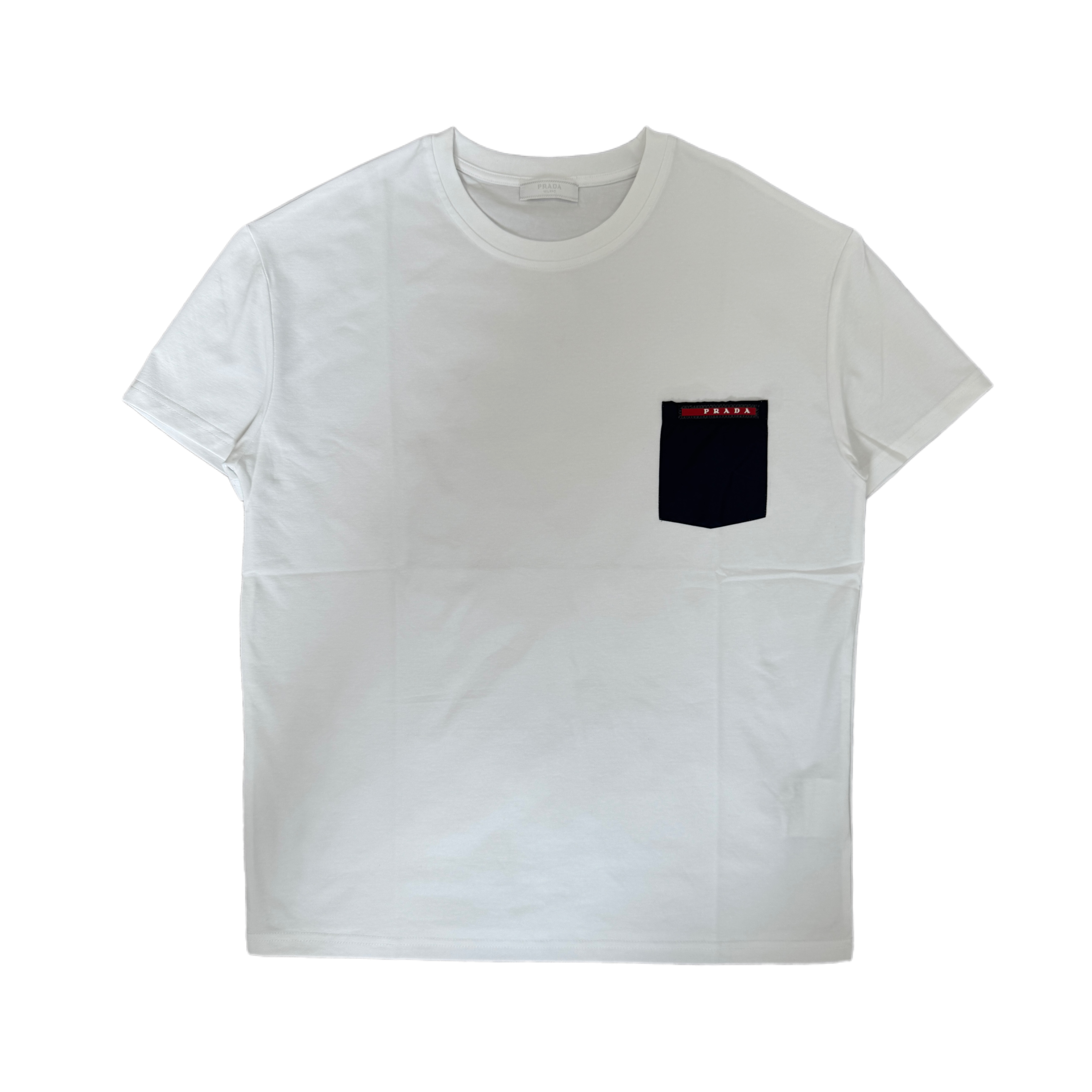 99新 Prada/普拉达 白色尼龙口袋红标logo短袖M码