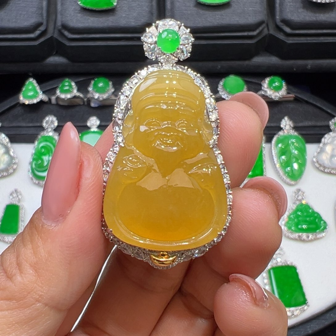 翡翠颈饰18K金镶嵌收到货48小时鉴赏期