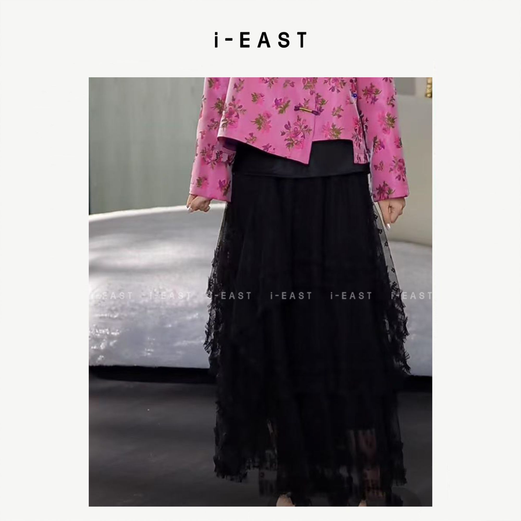 i-EAST 少女的祈愿~甜美蕾丝纱纱设计感半身裙-5X Q13596