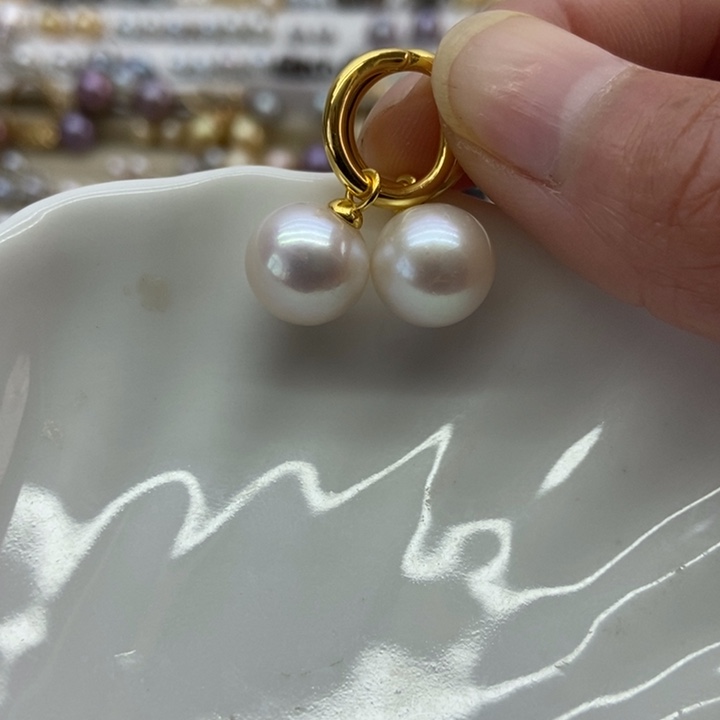 淡水珍珠耳饰银S925镶嵌