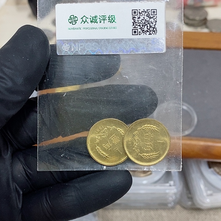 铜8101两枚，如图，镜面