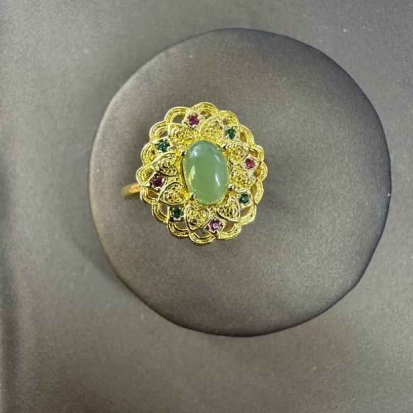 和田玉古法花丝戒指A002