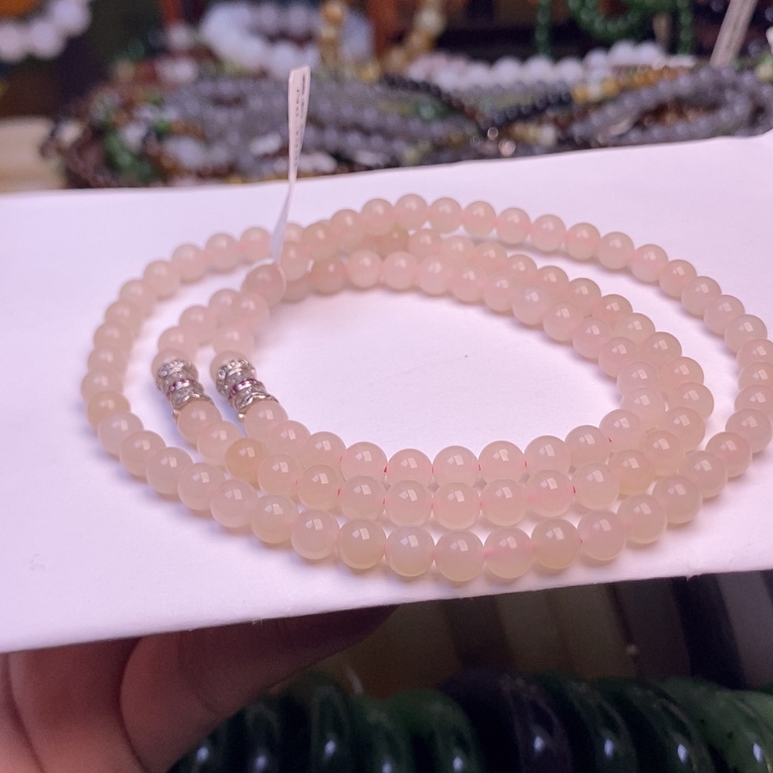 和田玉未镶嵌颈饰藕粉三用款6mm