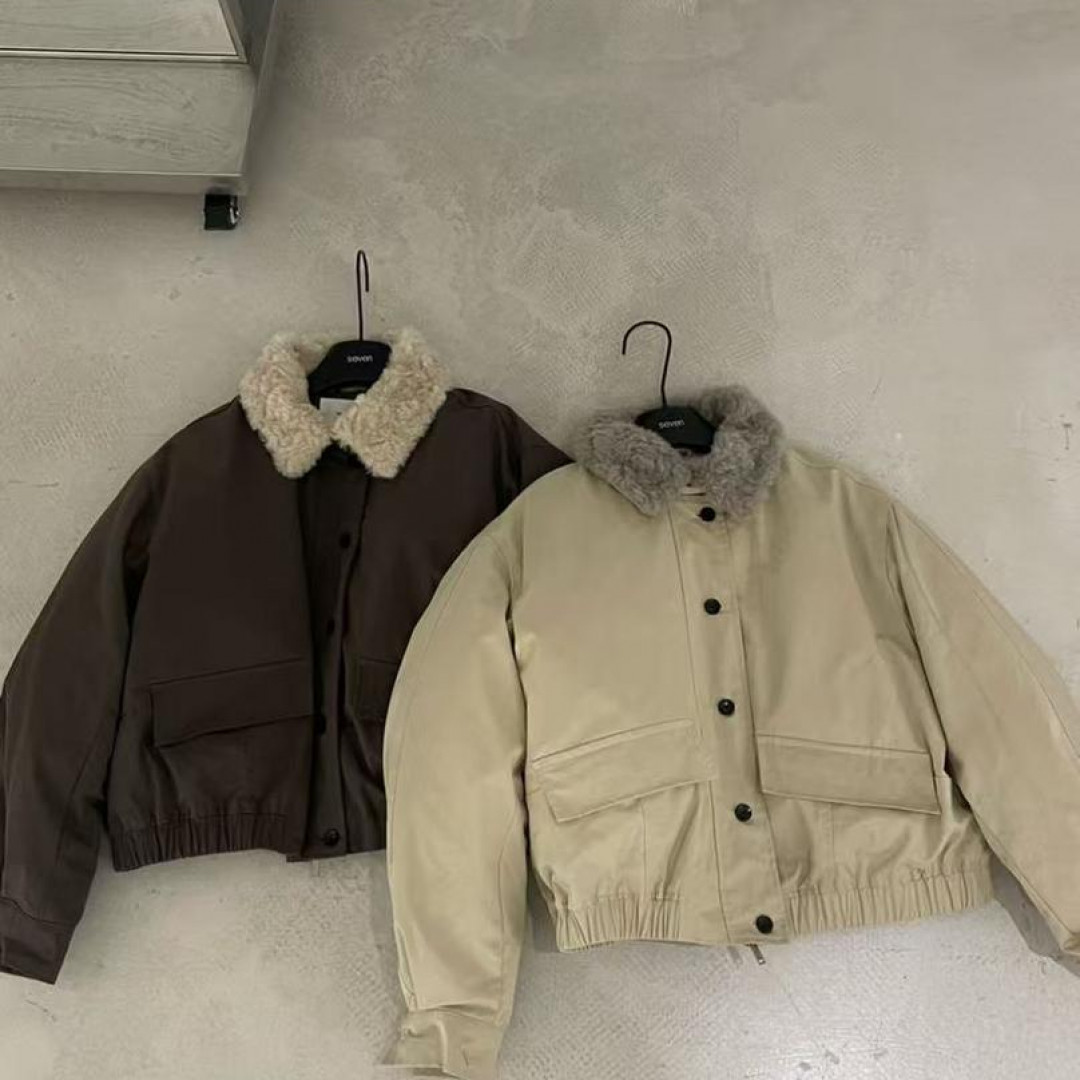 【dd】90白鸭绒派克羊羔毛领羽绒服超好看的~