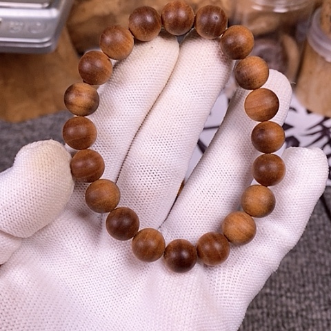 檀香木手串/手链国*老山檀香黑肉横纹1.0沉水微瑕疵