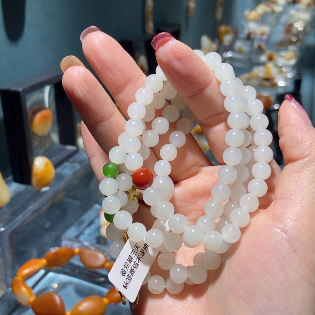 和田玉7mm手串108未镶嵌猫**佬