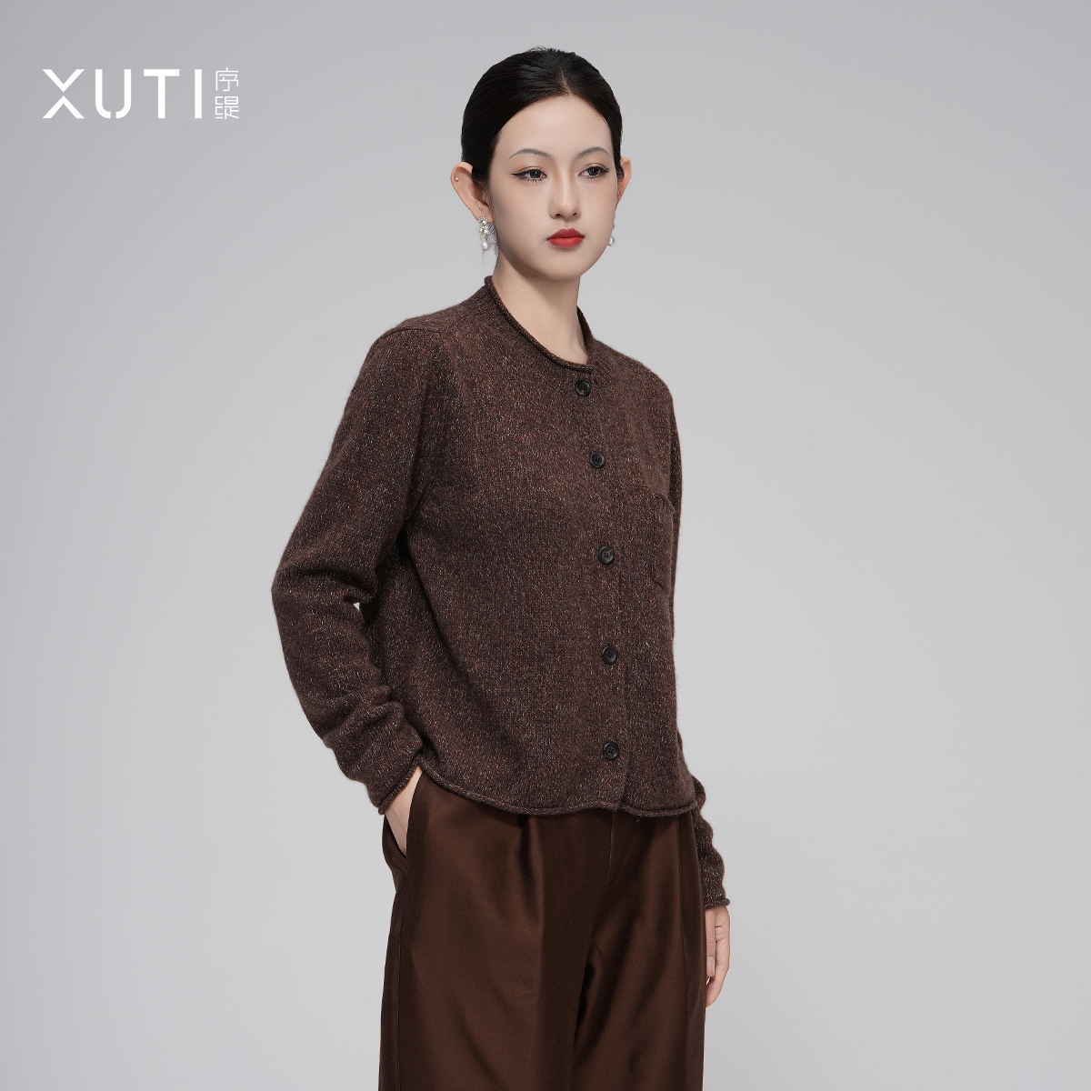 序缇秋季新款新中式女装100%山羊绒针织上衣羊绒衫H87-19757