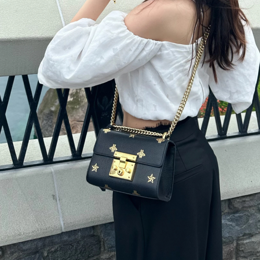 95新 GUCCI/古驰 蜜蜂padlock单肩斜挎包/95新