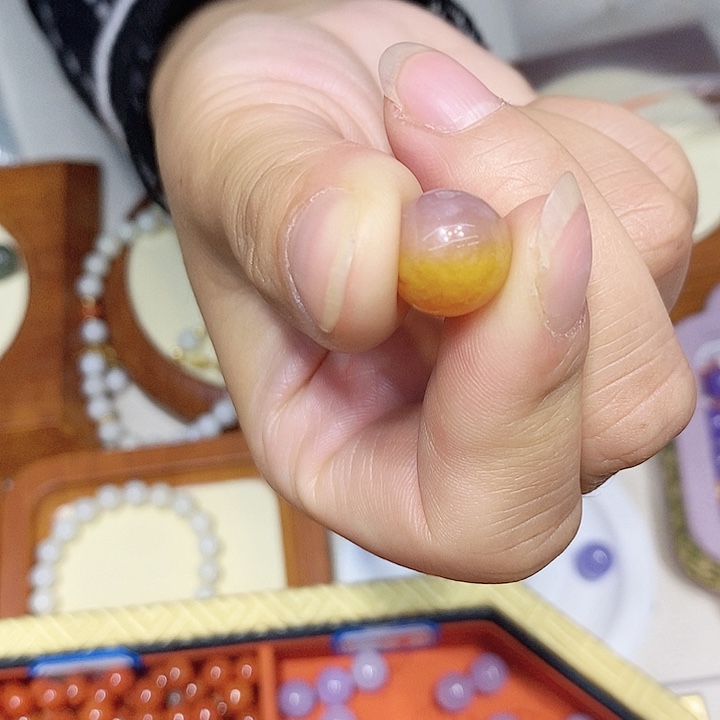 翡翠散珠冰黄色13珠子