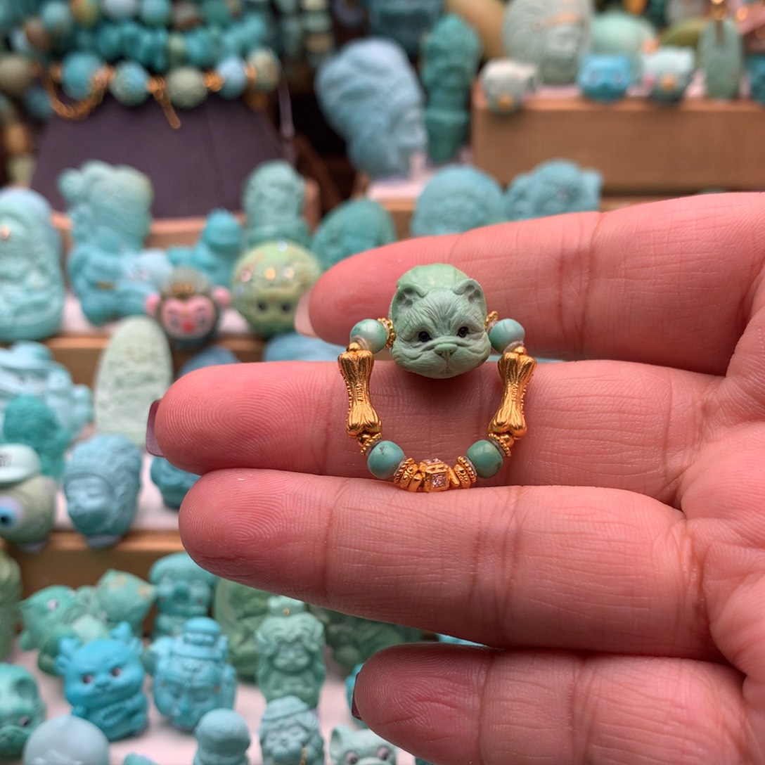 绿松石颈饰18K金镶嵌爱*熊