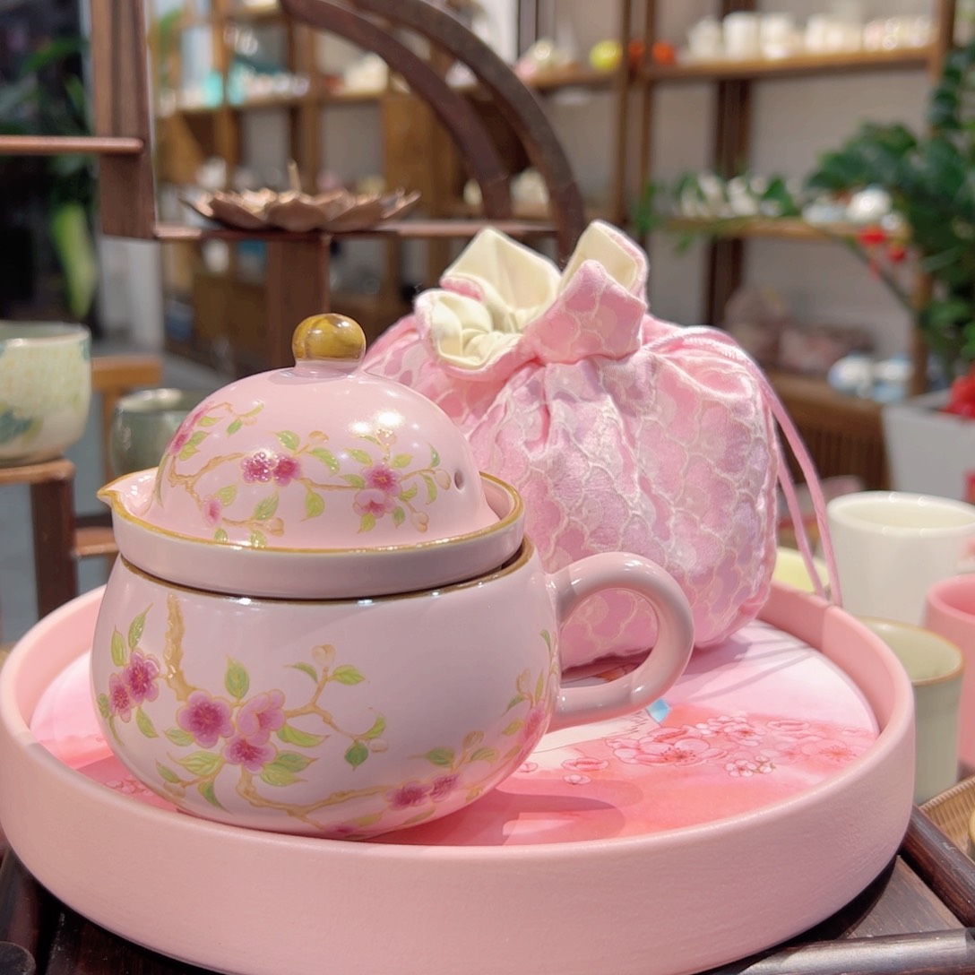 粉色桃花茶咖啡套组