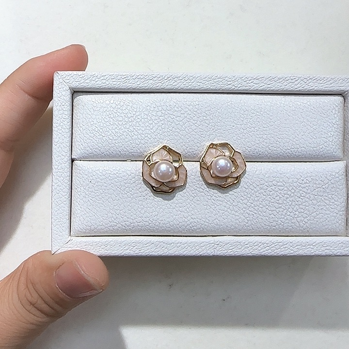 合金淡水珍珠耳饰