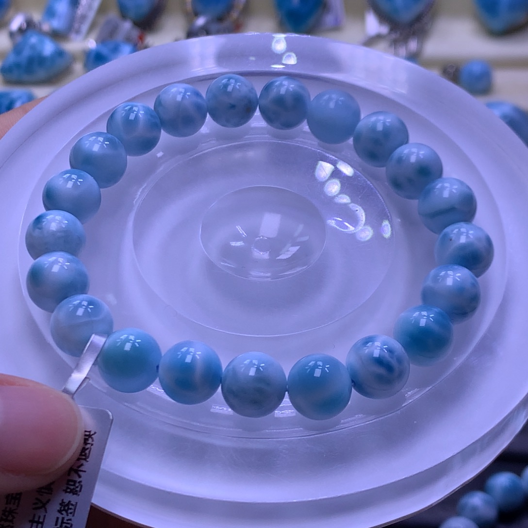 针钠钙石（海纹石）未镶嵌手串9+手串色差略异