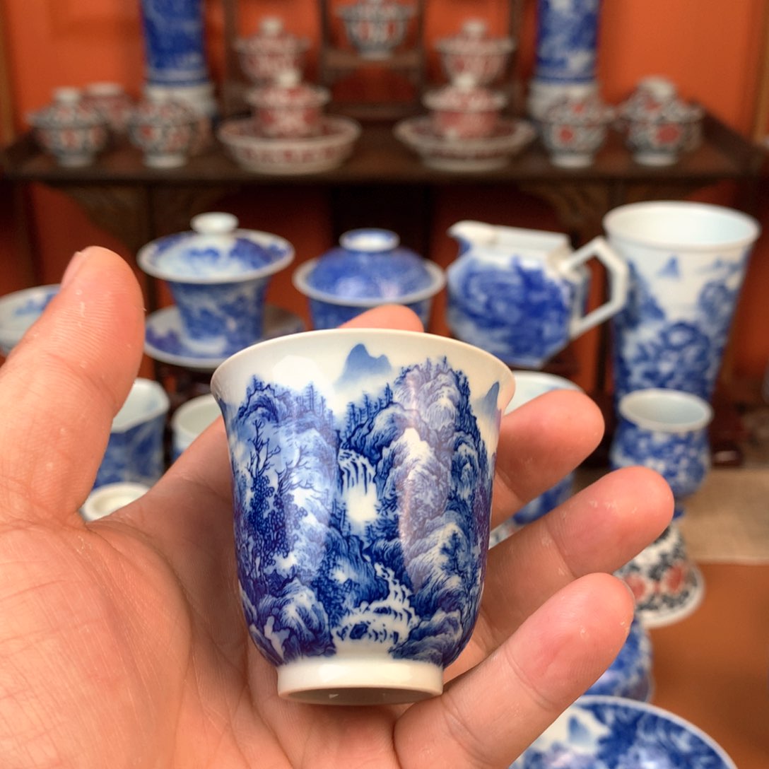 球***海山水主人杯手工手绘