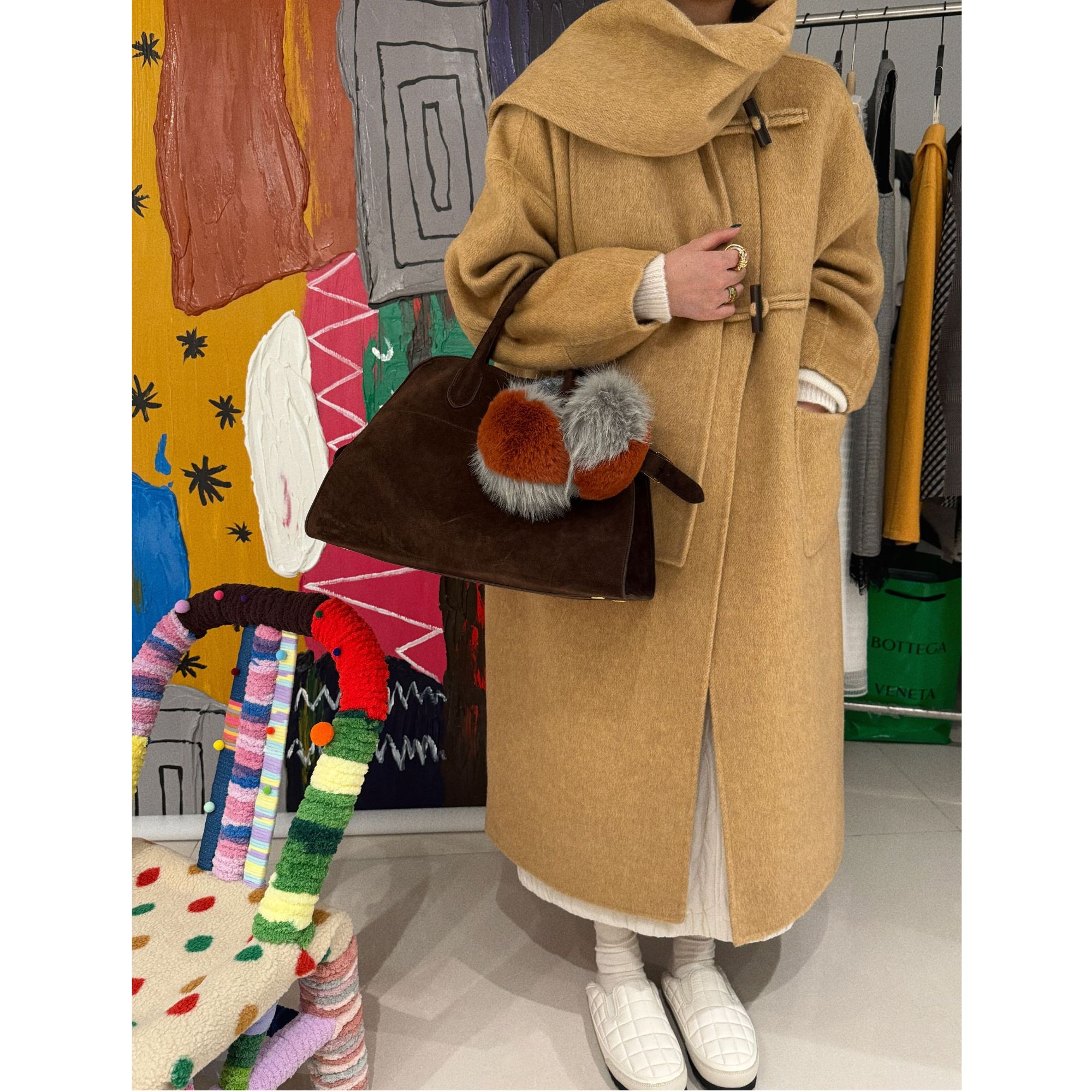 花式黄牛角扣复古双面 【羊 毛】大衣 J24W530