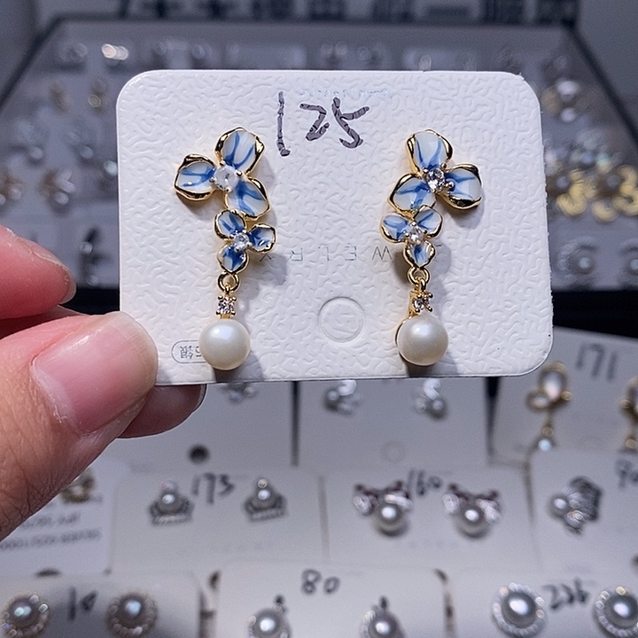 耳饰淡水珍珠银S925镶嵌