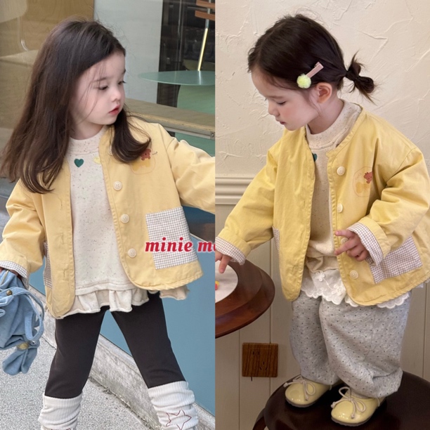 小月亮 女童套装2025秋黄色外套3105 爱心卫衣3106 打底裤3006