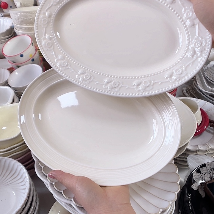 瓷片瑕疵特价陶瓷鱼盘