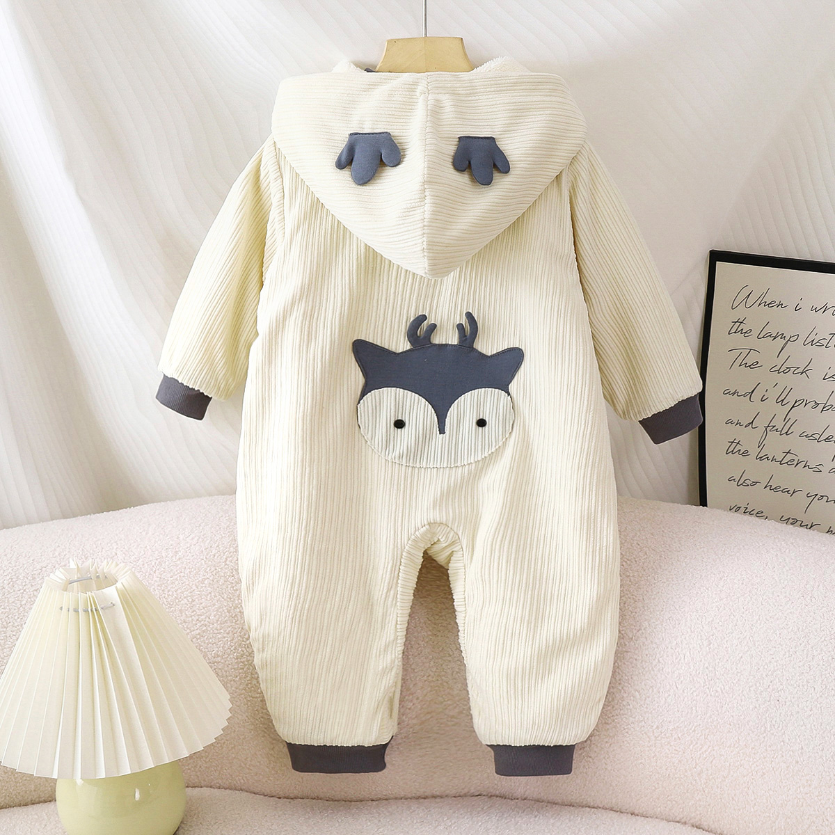 婴儿春秋可拆帽卡通风爬服哈衣男童女童家居服