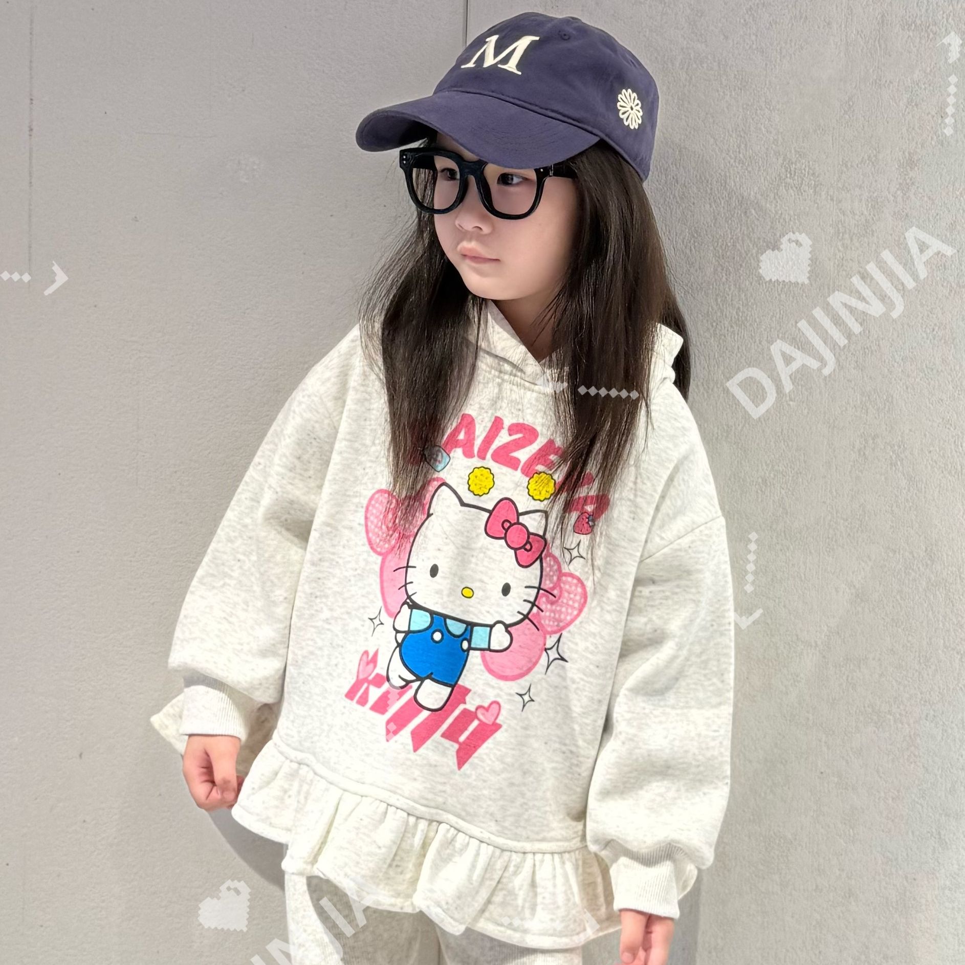 【加绒加厚】巨可爱KT卡通猫系列百搭不规则洋气女宝宝棉感加厚卫衣