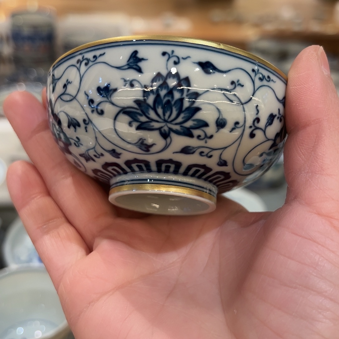 钟家窑柴窑描金缠枝杯