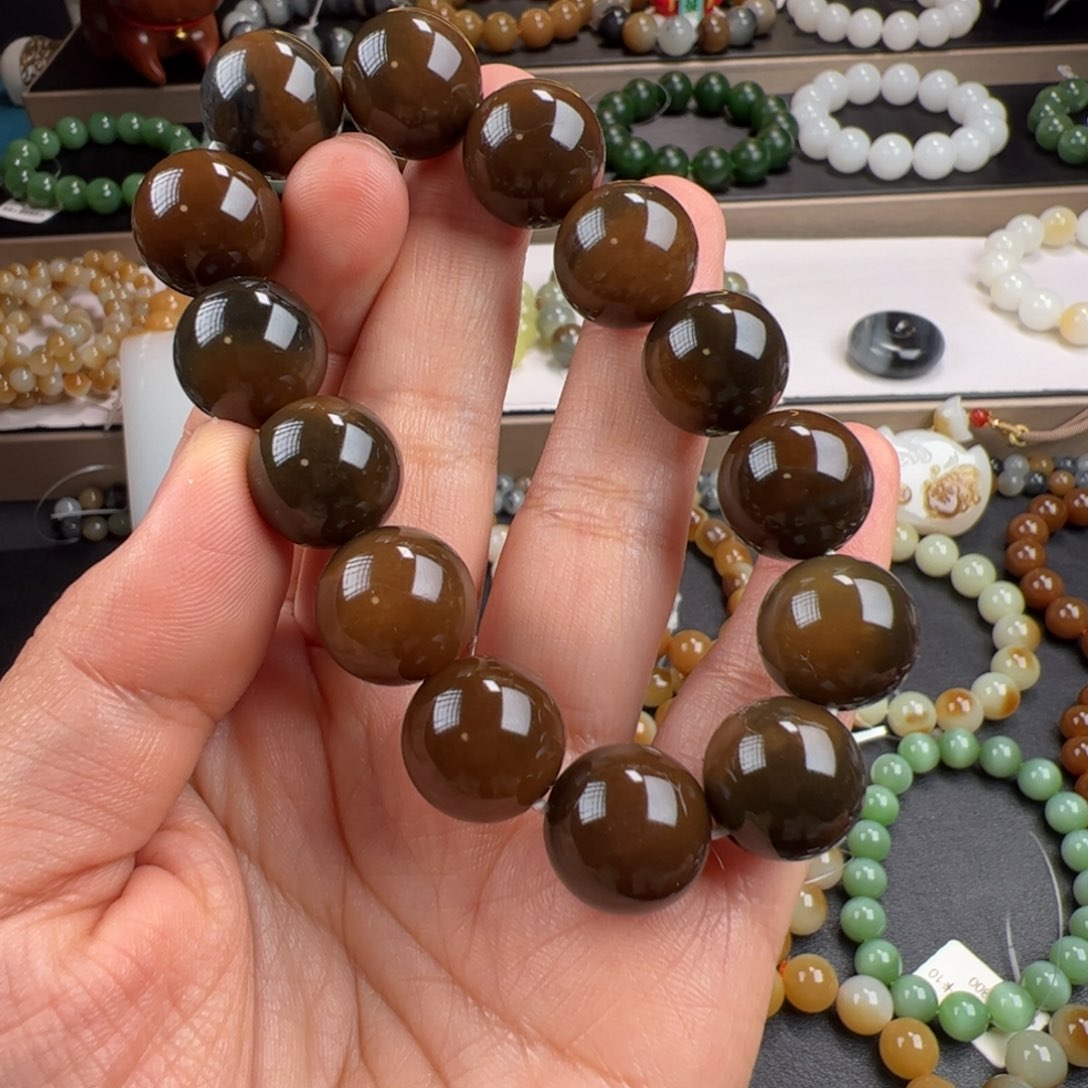 和田玉手链未镶嵌天花板糖青花14