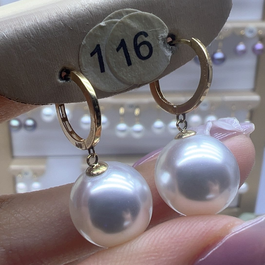 18K金镶嵌淡水珍珠耳饰