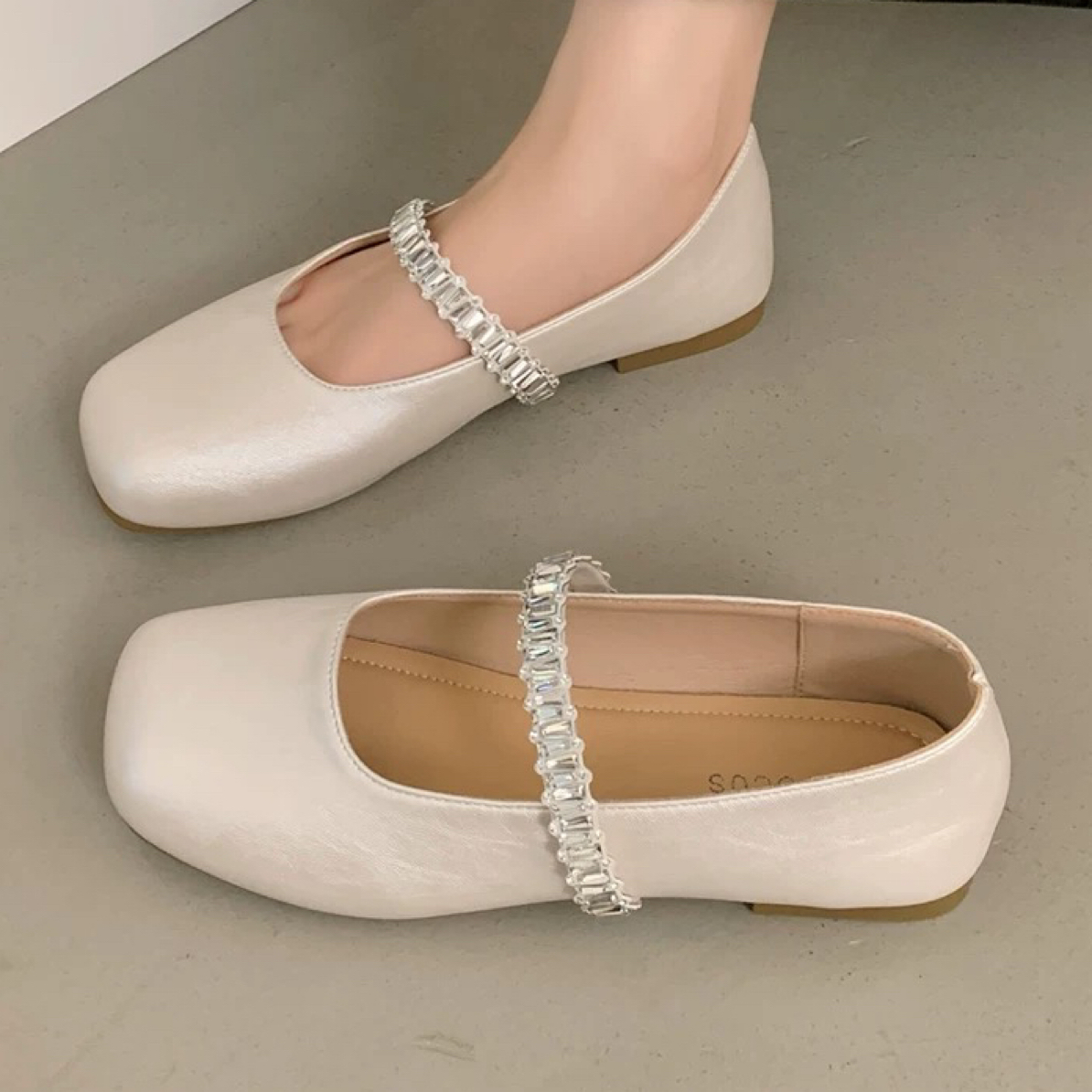 ZZGS·【亮钻平底浅口2025配裙子一脚蹬百搭仙女玛丽珍鞋】·6860