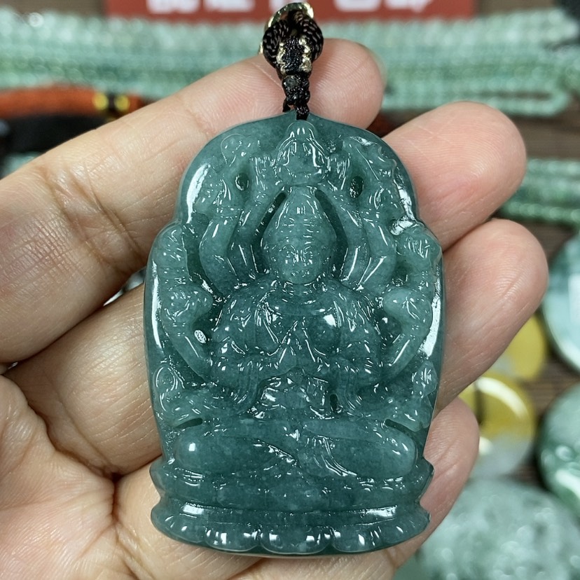 【闪购商品】翡翠颈饰未镶嵌玉吊坠翡翠玉厚装千手观音