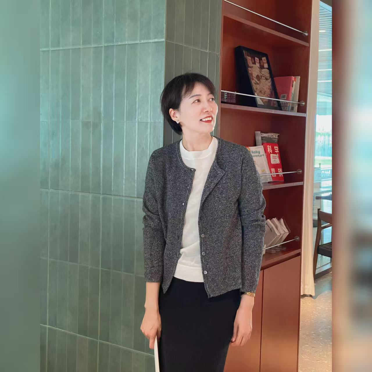 【YAN】早秋气质花纱圆领羊绒羊毛混纺开衫外套 # WT11436-A3513