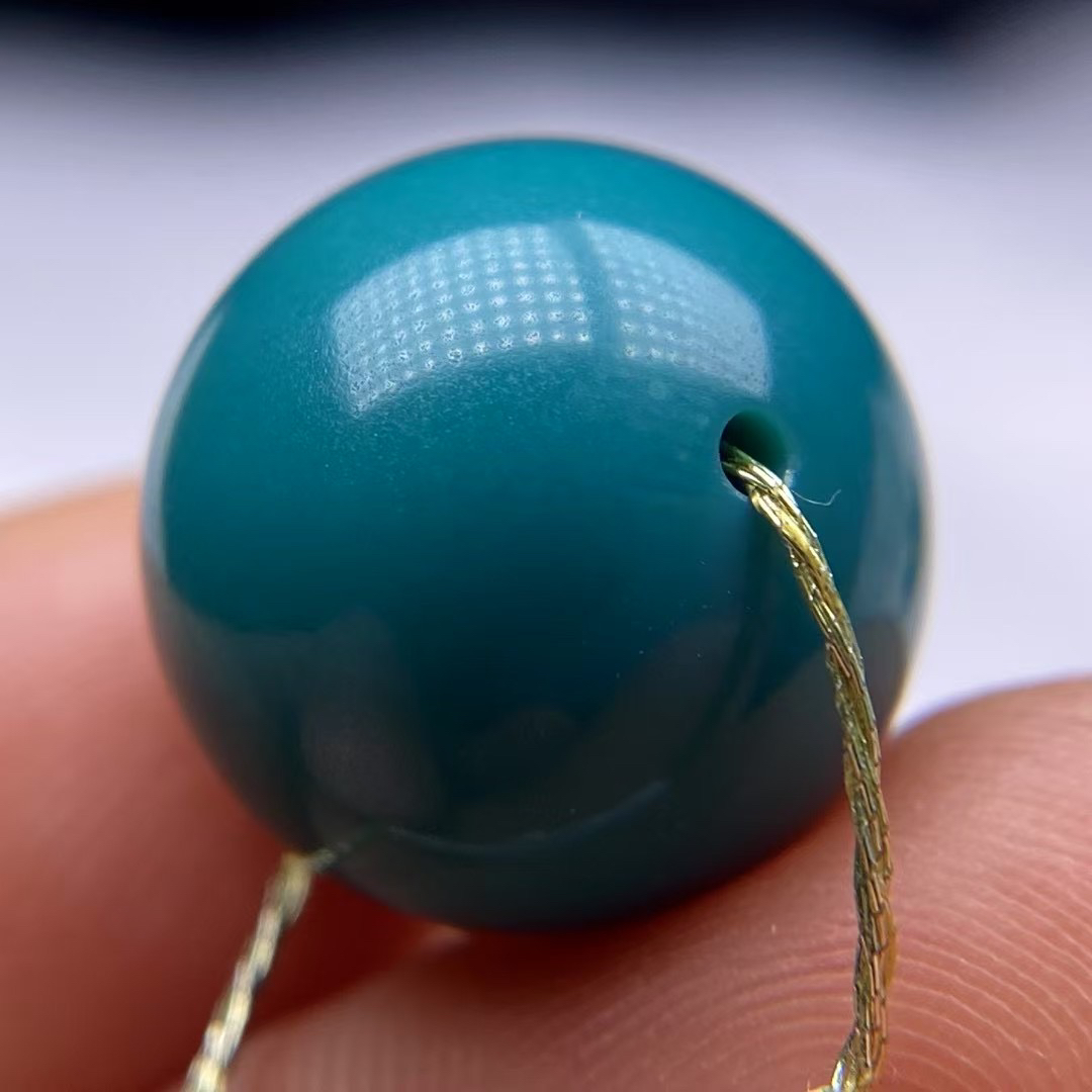 【绿松石圆珠】，尺寸15.3mm，重5.1克（047）