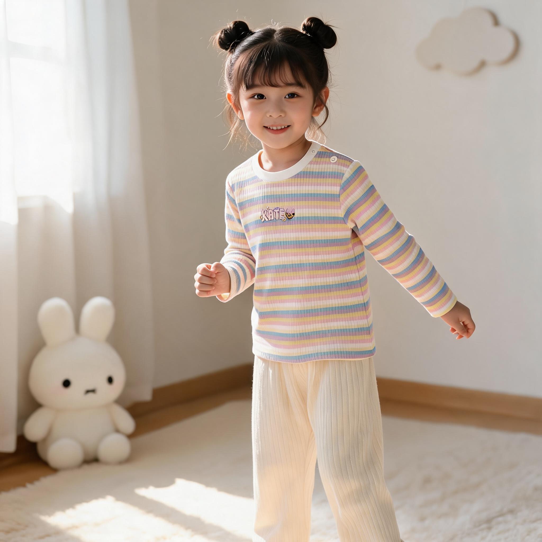 【小飞象】2501马卡龙彩虹条纹打底衫862355