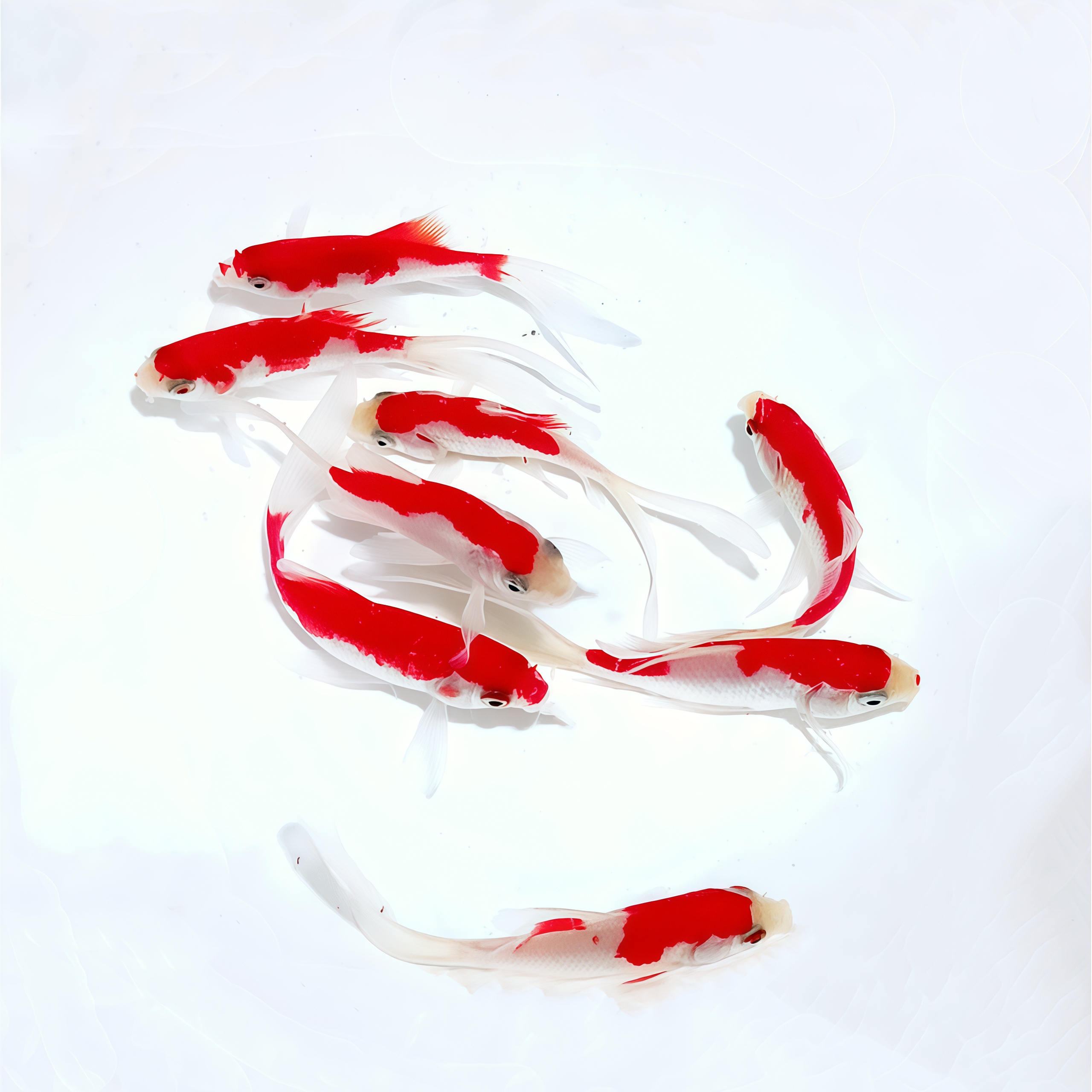 【福利红白凤尾草金7-9厘米13条】精品缎带金鱼冷水观赏鱼