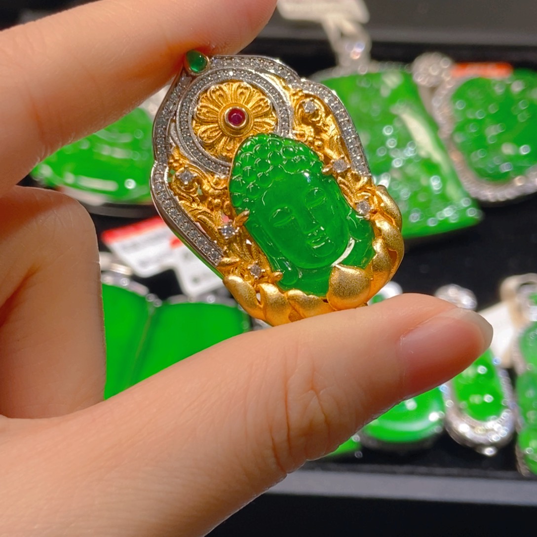 翡翠银S925镶嵌吊坠(不含链)