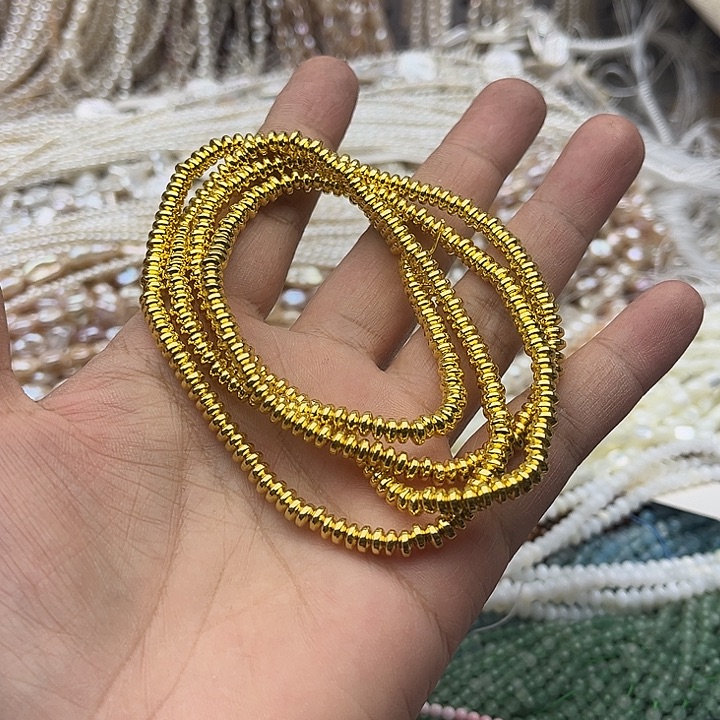 玛瑙/玉髓未镶嵌珠宝半成品2条4mm左右金胆石隔片