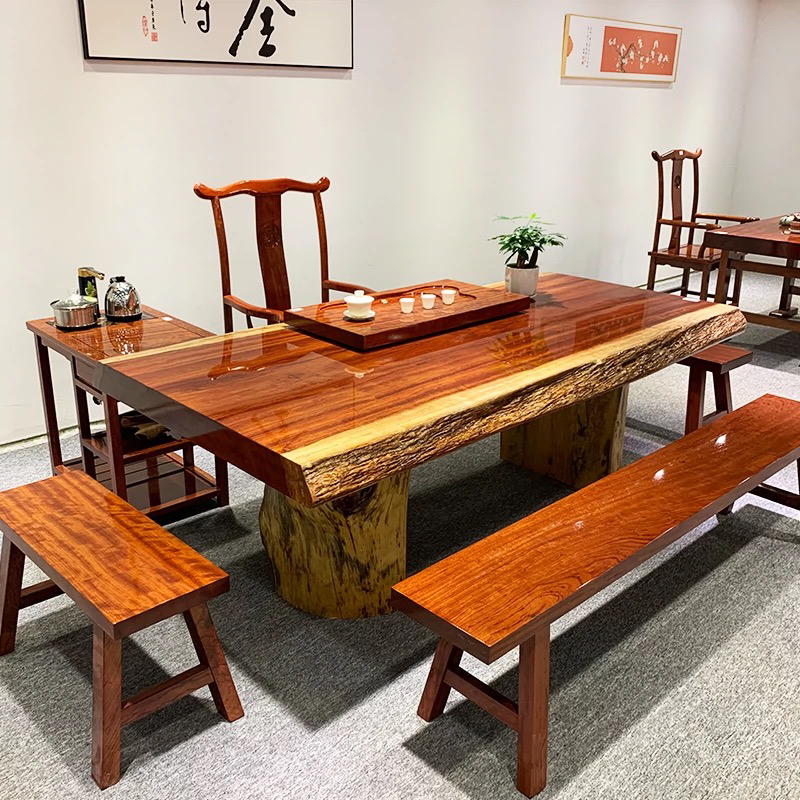 2号链接原木整板实木大板办公桌会议桌茶桌家具茶台餐桌咖啡桌